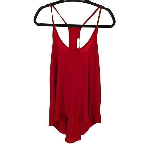 Lush Sheer Cherry Red Flowy Tank Size‎ Medium Women's Racerback feminine - Picture 1 of 5